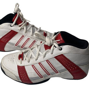 Adidas Techfit Basketball Shoes Boys Size 4.5 High Top Red White Leather